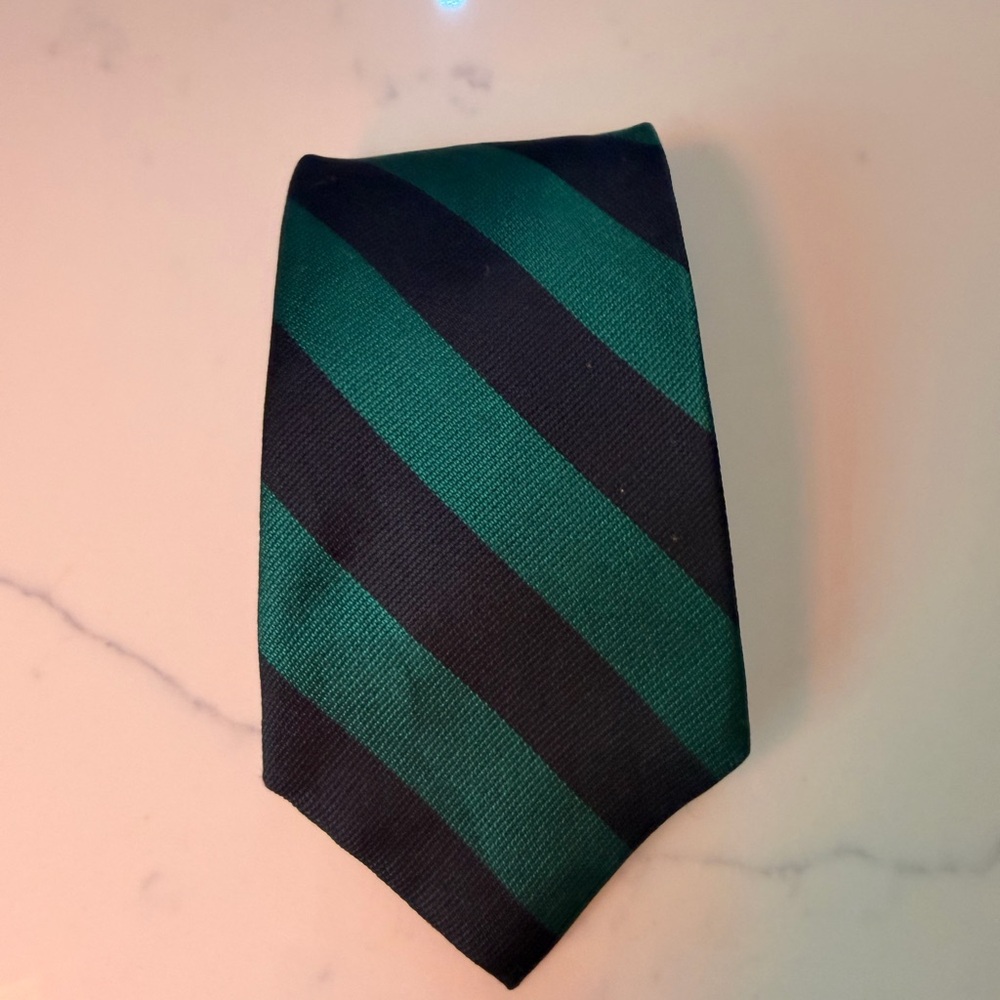 Striped Green and Black Men’s Silk-Feel Tie